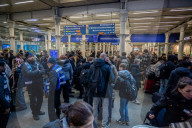 Eurostar trains cancelled at St Pancras Station. 