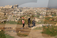 Displaced Palestinians in Nuseirat camp