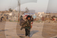 Displaced Palestinians in Nuseirat camp