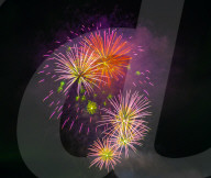 Beautiful Fireworks Display at Night in Ponte Tresa, Lombardy, Italy.