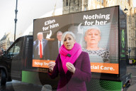 Daisy Cooper social care press conference outside Parliament.
