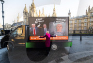 Daisy Cooper social care press conference outside Parliament.