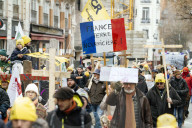 Farmers procession through the streets of Toulouse