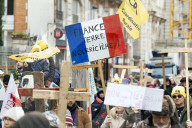 Farmers procession through the streets of Toulouse