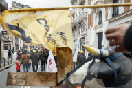 Farmers procession through the streets of Toulouse