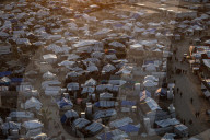 Displaced Gazans in beach tents