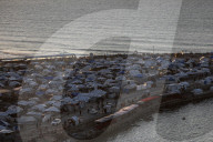 Displaced Gazans in beach tents