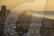 Displaced Gazans in beach tents