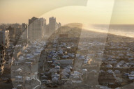 Displaced Gazans in beach tents