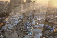 Displaced Gazans in beach tents