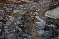 Displaced Gazans in beach tents