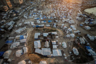 Displaced Gazans in beach tents