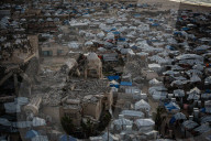 Displaced Gazans in beach tents
