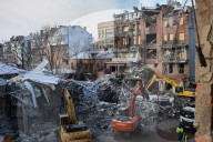 Emergency Rescue Operations Continue Following Russian Strike - Kharkiv