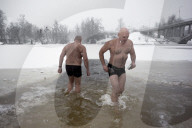 Ukrainians Plunge Into Icy Dnieper River In Kyiv
