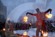 Epiphany celebration at Yordanske Lake in Kyiv