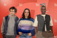 Photocall de Iris Kaltenback, présidente du jury courts métrages avec Quentin Dolmaire et Annabelle Langronne lors du 38ème Festival Premiers Plans à Angers
