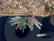 Bangladesh: Passenger Launches Lie Idle Along Buriganga River