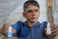Gaza boy struck in the eyes by shrapnel from Israeli missile