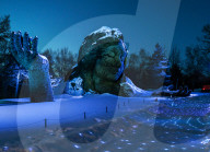 Snow-Covered Mosaiculture Sculptures In Montreal