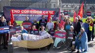 SOS NHS  patients, NHS staff & campaigners protest Corridor Care outside Parliament, Westminster, London, Great Britain 
25th February 2026