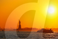 Statue Of Liberty Sunset Illustrations - NYC