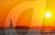 Statue Of Liberty Sunset Illustrations - NYC