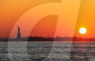 Statue Of Liberty Sunset Illustrations - NYC