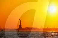 Statue Of Liberty Sunset Illustrations - NYC
