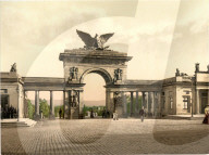 krieger monument, thor, cassel, kassel, hesse-nassau, germany, europe, german empire, aue-tor, photochrom, about 1900,