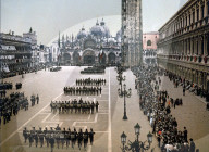 italian, military, parade, saint mark's square, venice, groups, soldiers, army, military, marching church, italy, 1910, army, world war i, war, world war, europe, 1914-1918,