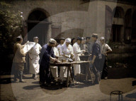 war, europe, world war i, 1917, europe, world war, color photo, autochrome, f. cuville, western front, castle, vauxbuin, hospital, military hospital, cook, food, eatings, department aisne, france, soissons