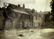 war, europe, world war i, 1917, europe, world war, color photo, autochrome, f. cuville, western front, department aisne, france, soissons, houses, homes, ruins, damage