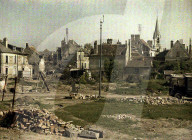 war, europe, world war i, 1917, europe, world war, color photo, autochrome, f. cuville, western front, department aisne, france, soissons, houses, homes, ruins, damage