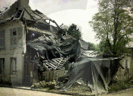 war, europe, world war i, 1917, europe, world war, color photo, autochrome, f. cuville, western front, department aisne, france, soissons, houses, homes, ruins, damage
