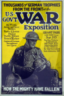 usa, world war i, american, propaganda, poster, soldier, german, helmets, trophies, exposition…, 1917,