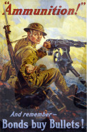 usa, 1918, world war i, american, propaganda, poster, soldier, machine gun, battle, reaching out, ammunition, bonds, buy, bullets
