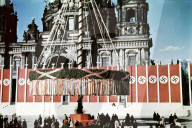 third reich, nazi, national socialist, national socialism, germany, prewar, berlin, europe, cathedral, dome, maypole, swatiska, 1st may, holiday, town jubilee, 1937, day of, work, job,