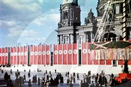 third reich, nazi, national socialist, national socialism, germany, prewar, berlin, europe, cathedral, dome, maypole, swastika, 1st may, holiday, town jubilee, 1937, day of, work, job,