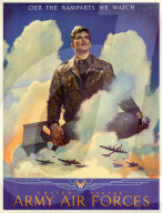 world war ii, second world war, world war, war, poster, propagana, propaganda poster, usa, american, man, clouds, airplanes, bomb, protect, ramparts, 1945