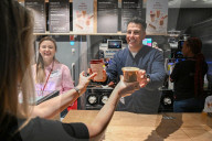 Pret A Manger CEO Pano Christou serves up coffee