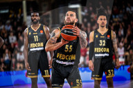 Mike James At Monaco v Olympiakos Basketball Match - Monaco