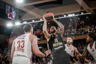 Mike James At Monaco v Olympiakos Basketball Match - Monaco