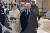 Jean-Michel Aulas, candidat à la mairie de Lyon, et sa compagne Ludivine Sapin votent pour le premier tour des élections municipales à Lyon