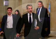 Sorties procès en appel de l'ancien président Nicolas Sarkozy et de neuf autres prévenus jugés dans l'affaire des soupçons de financement libye, à la Cour d'appel de Paris