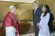 King Felipe VI And Queen Letizia Meet Pope Leo XIV - Vatican