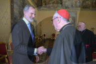 King Felipe VI And Queen Letizia Meet Pope Leo XIV - Vatican
