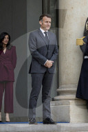 Emmanuel Macron (président de la République Française), reçoit son homologue de la République dominicaine, Luis Abinader au palais de l'Elysée à Paris