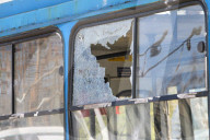 Russian drone attack damages trolleybuses in Dnipro, Ukraine - 17 Apr 2026