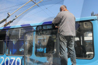 Russian drone attack damages trolleybuses in Dnipro, Ukraine - 17 Apr 2026